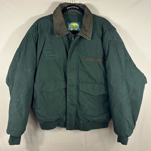 Cabela's Other - CABELA'S Leather Collar Cotton Blend Bomber Jacket In Hunter Green Men’s Large